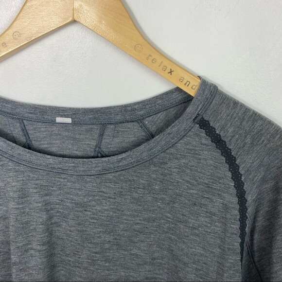 Lululemon Stop Drop Squat Long Sleeve Tee Grey Size 4 Twist Open Back Top Run - Picture 4 of 10